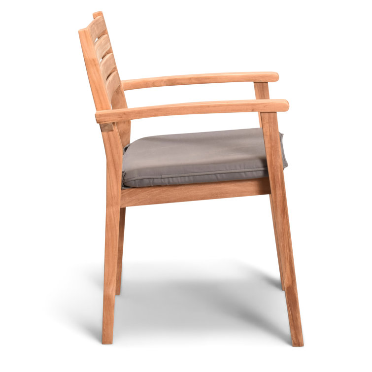 Teak Wood Outdoor Dining Chair with Gray Sunbrella Cushion