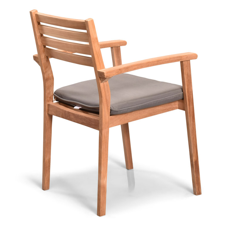 Teak Wood Outdoor Dining Chair with Gray Sunbrella Cushion