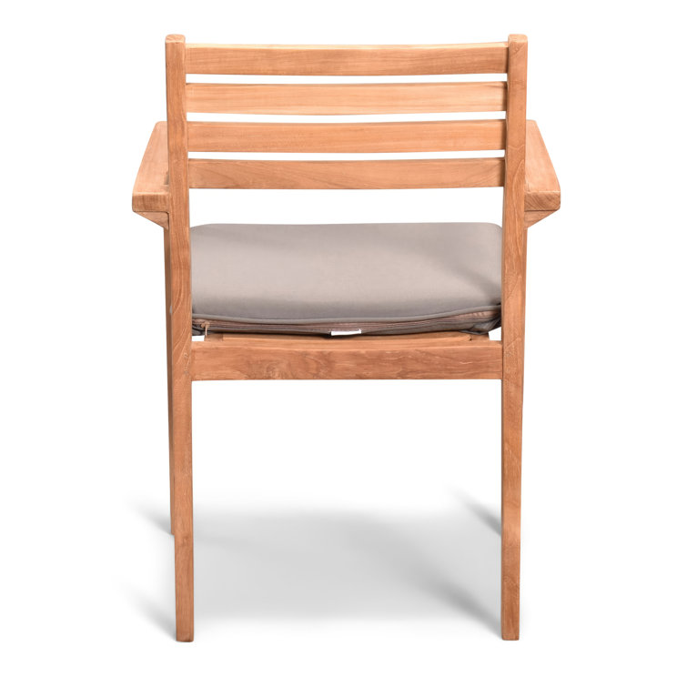 Teak Wood Outdoor Dining Chair with Gray Sunbrella Cushion