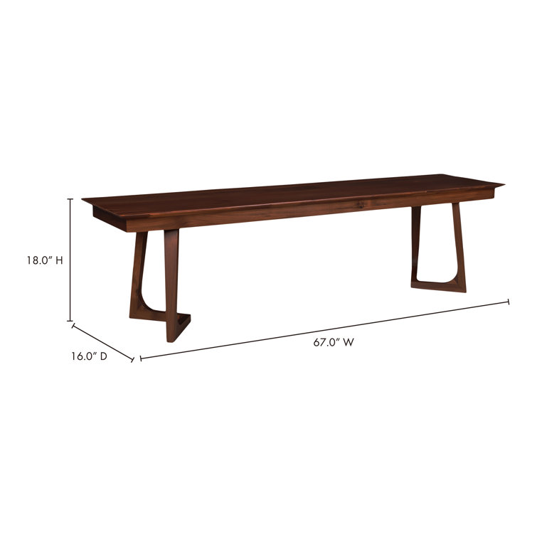 Farran Mid-Century Modern Solid Walnut Bench