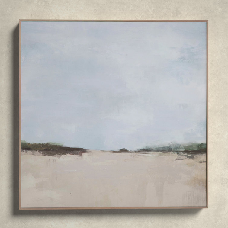 Countryside Landscape Framed Canvas Painting with Pine Frame