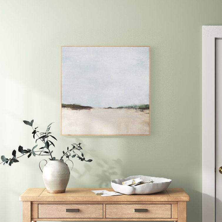 Countryside Landscape Framed Canvas Painting with Pine Frame