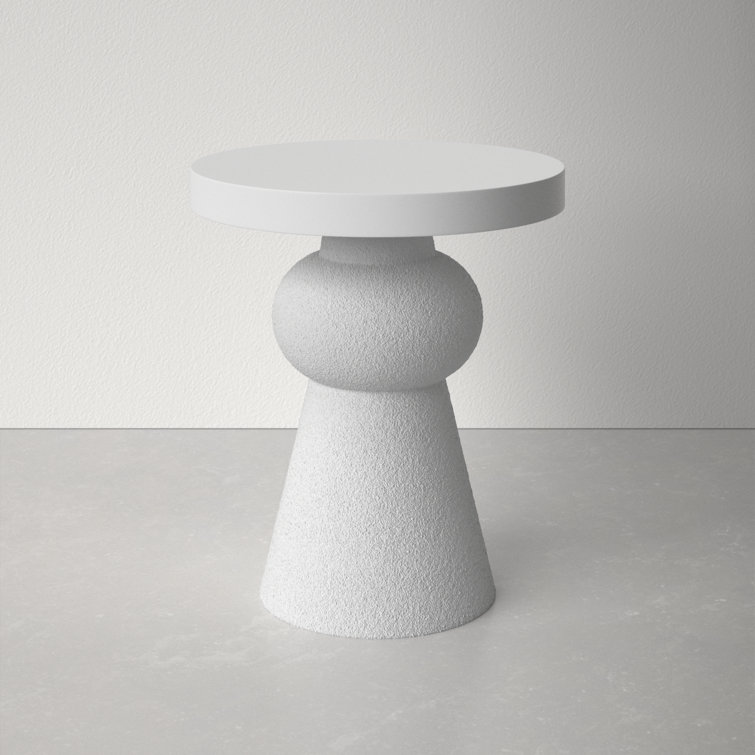 White Round Resin Pedestal End Table
