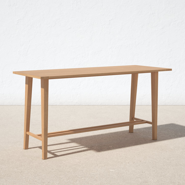Knightly 85'' Natural Teak Outdoor Bar Table with Umbrella Hole