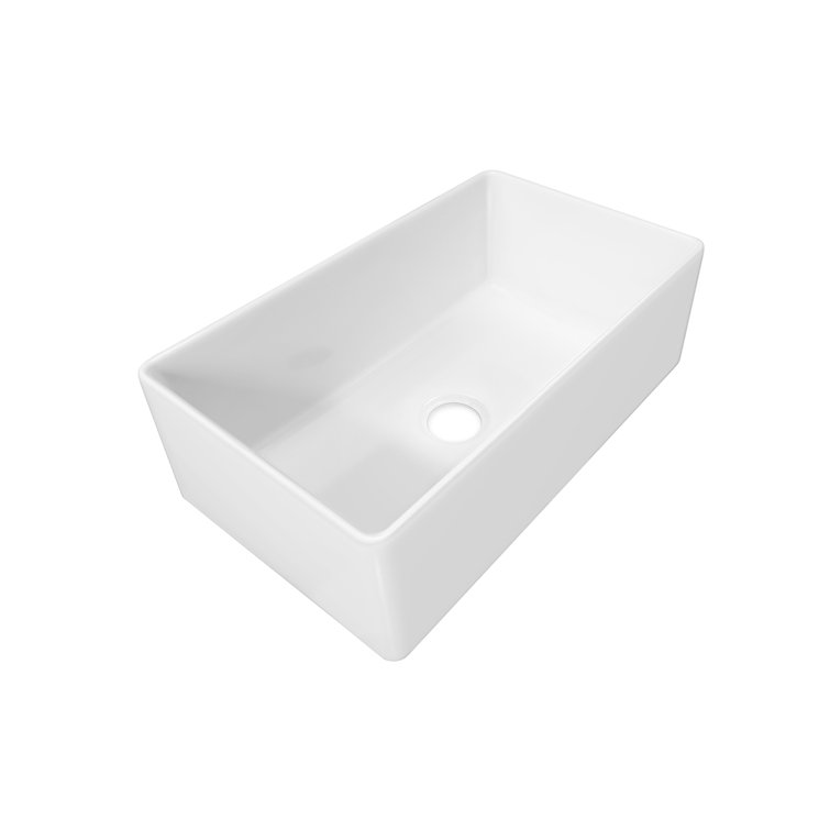 Sinber 30" White Fireclay Farmhouse Apron Kitchen Sink with Drainboard