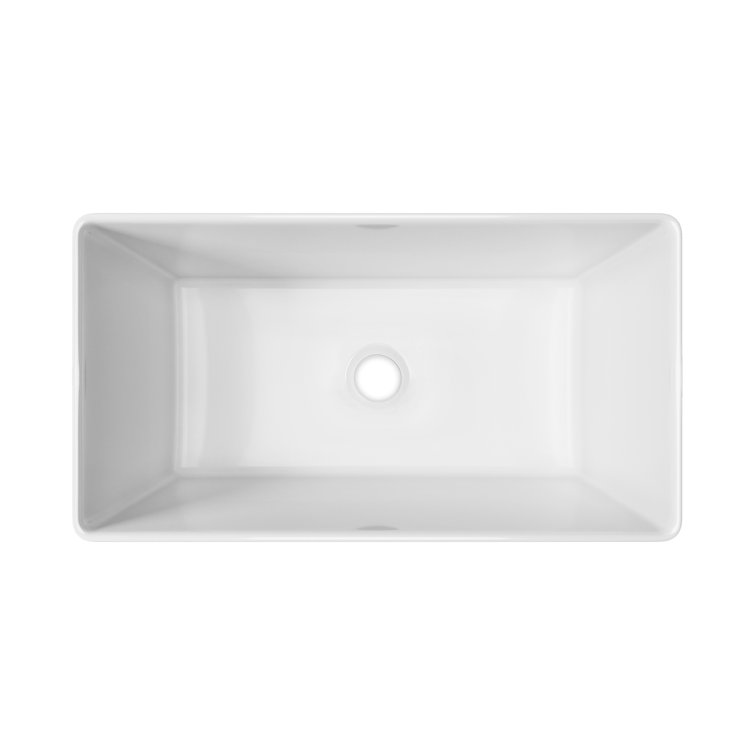 Sinber 30" White Fireclay Farmhouse Apron Kitchen Sink with Drainboard