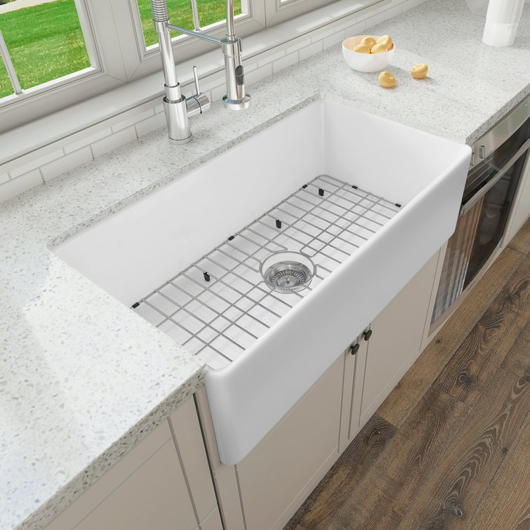 Sinber 33" White Fireclay Farmhouse Apron Kitchen Sink