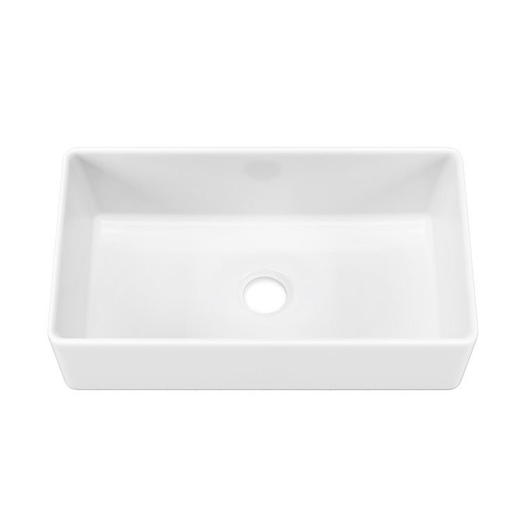 Sinber 33" White Fireclay Farmhouse Apron Kitchen Sink