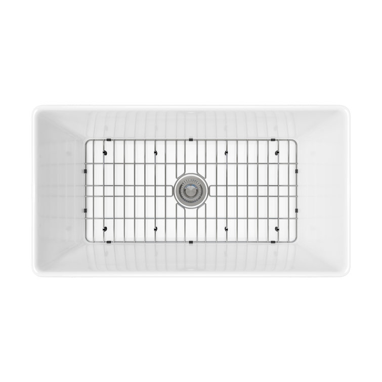 Sinber 33" White Fireclay Farmhouse Apron Kitchen Sink
