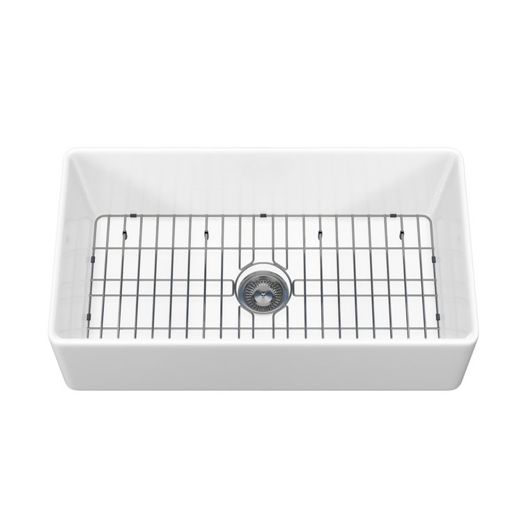 Sinber 33" White Fireclay Farmhouse Apron Kitchen Sink