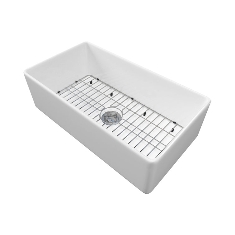 Sinber 33" White Fireclay Farmhouse Apron Kitchen Sink