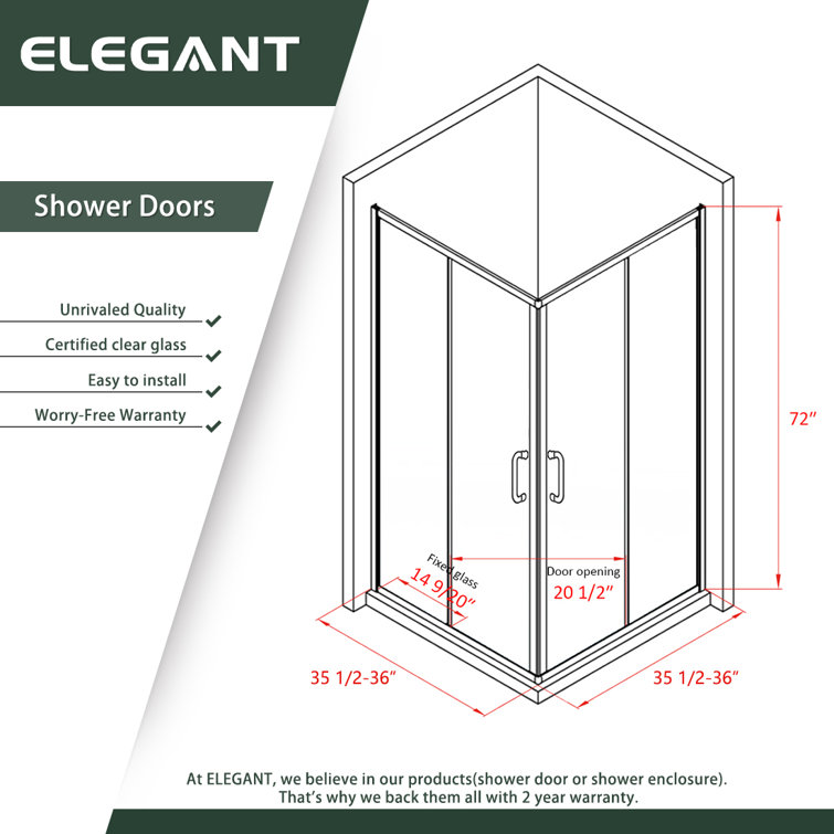 Matte Black Aluminum Framed Corner Shower Enclosure with Clear Tempered Glass