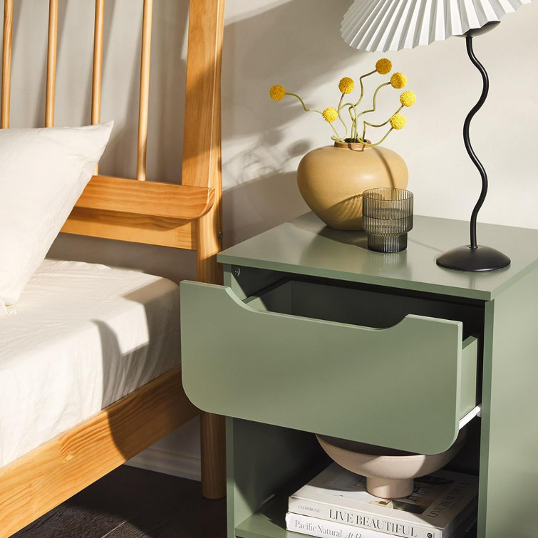 Scandi Minimalist Green 1-Drawer Nightstand