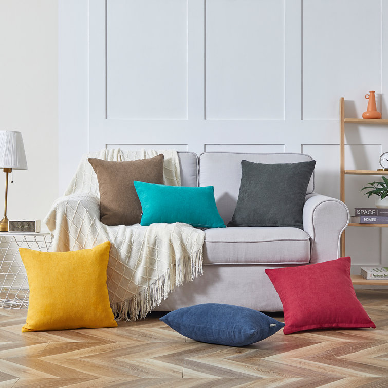 Yellow 20" Square Chenille Pillow Covers with Piped Edges