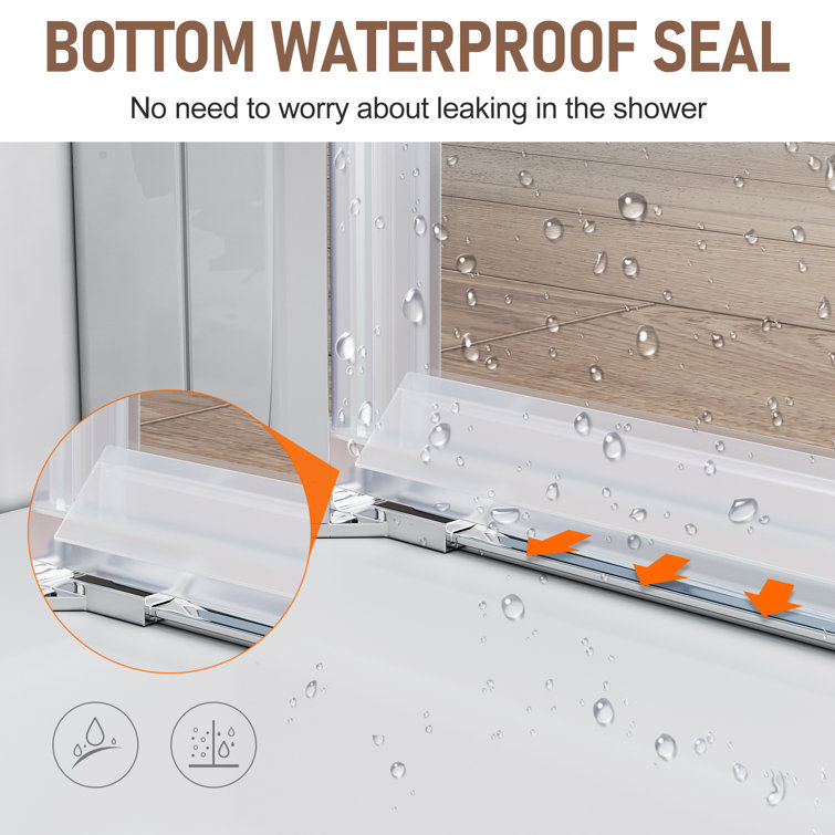 Elegant 36'' x 72'' Clear Tempered Glass Pivot Shower Door