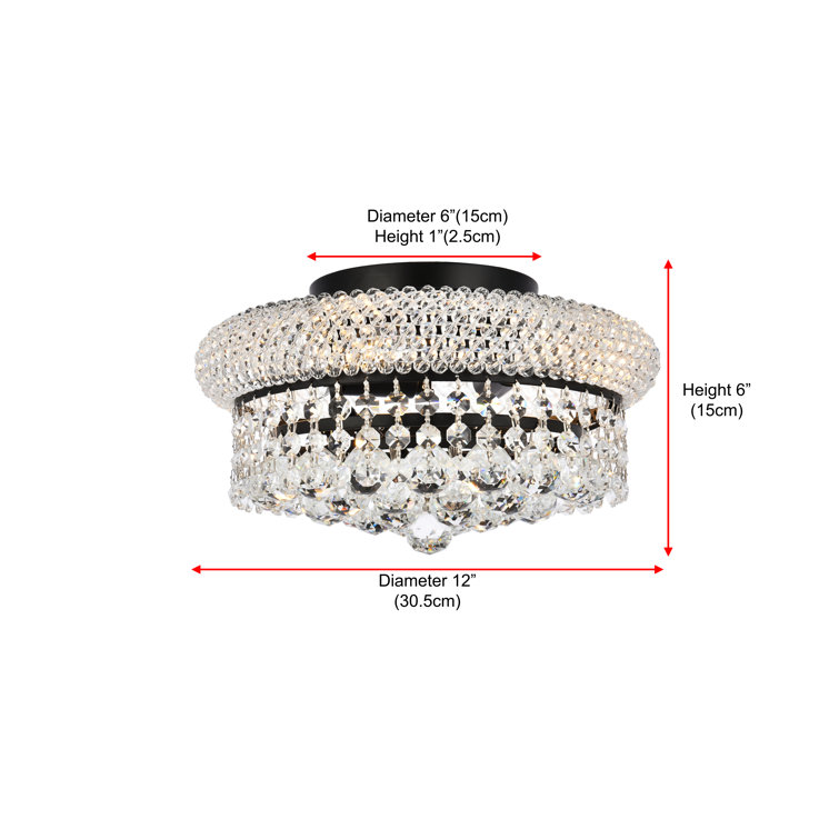 Primo 10-inch Matte Black and Clear Crystal Flush Mount Light