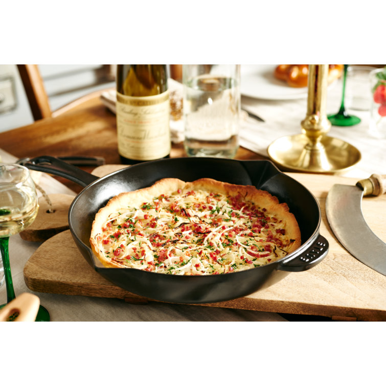 Matte Black 12-inch Enameled Cast Iron Fry Pan with Helper Handle