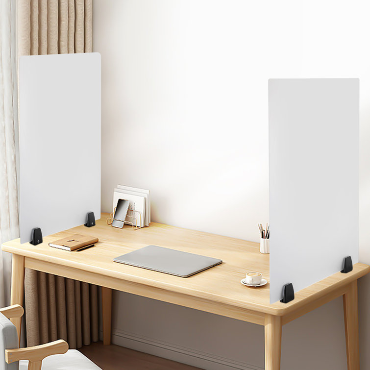 Frosted Acrylic Clamp-On Desk Privacy Panels, 30 x 18 Inch