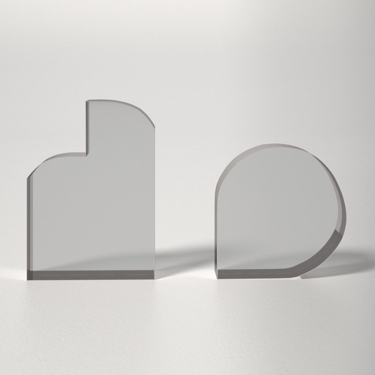 Gray Glass Sculptural Abstract Bookends, Set of 2
