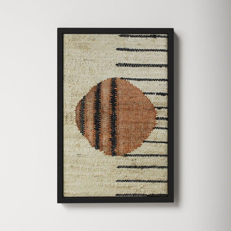 24'' Black and Beige Mango Wood Framed Wall Art