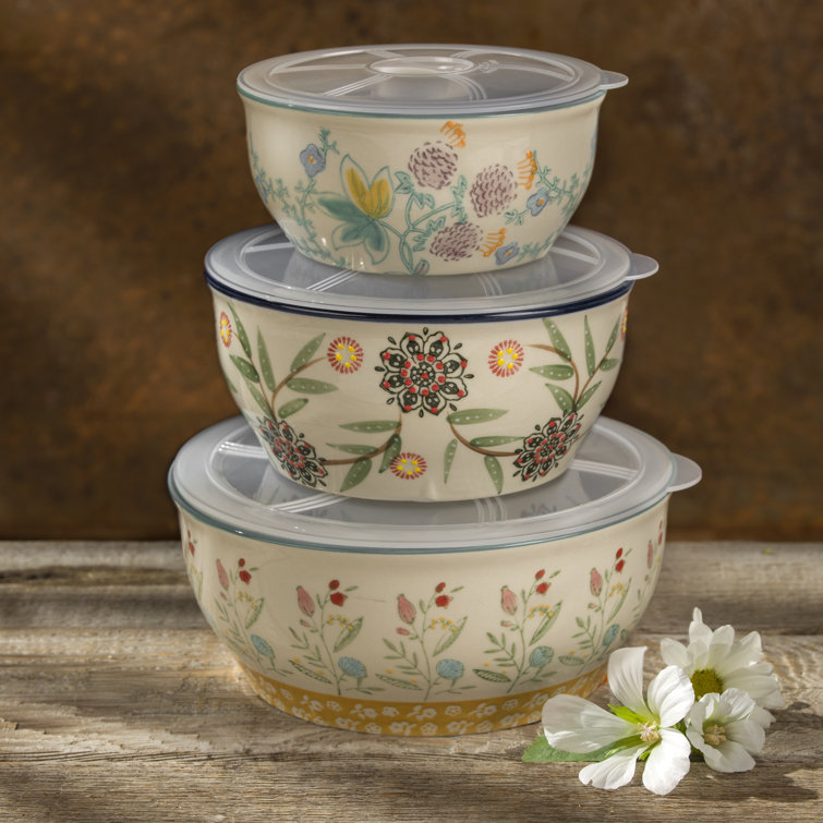 Ella Multicolor Ceramic Storage Bowls Set with Lids