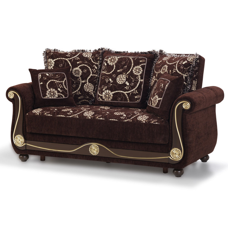 Royal Brown Chenille 70" Lawson Sleeper Loveseat with Storage