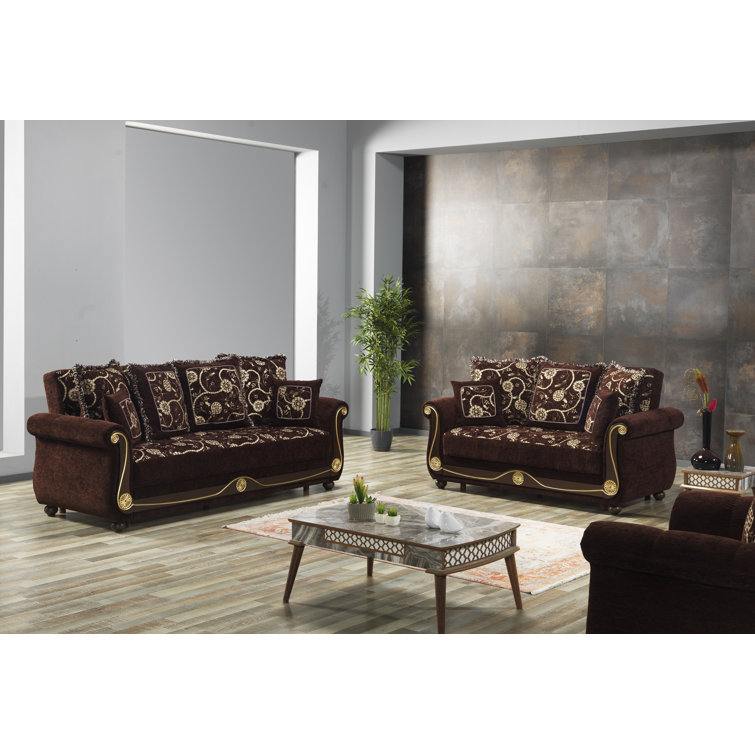 Brown Chenille Convertible Sleeper Arm Chair with Storage