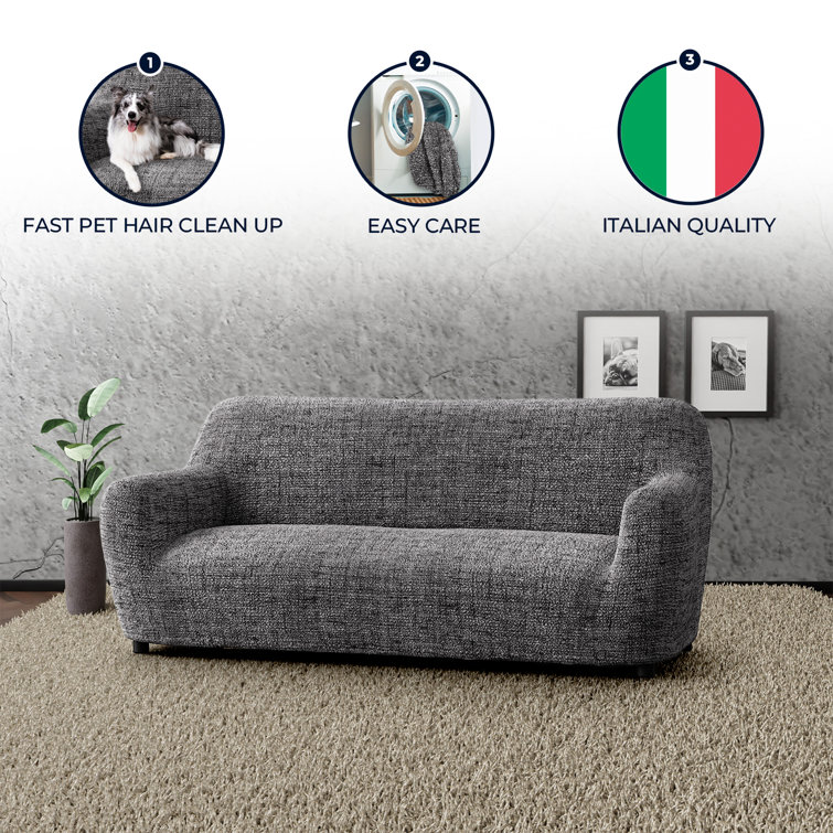 Vittoria Gray Stretch Polyester Sofa Slipcover