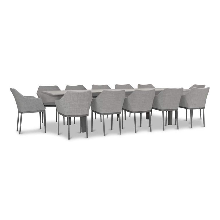 Slate and Concrete 13-Piece Extendable Outdoor Dining Set with Cushions