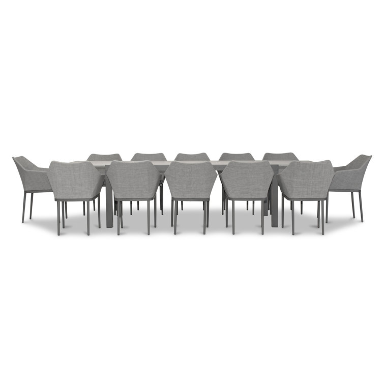 Slate and Concrete 13-Piece Extendable Outdoor Dining Set with Cushions