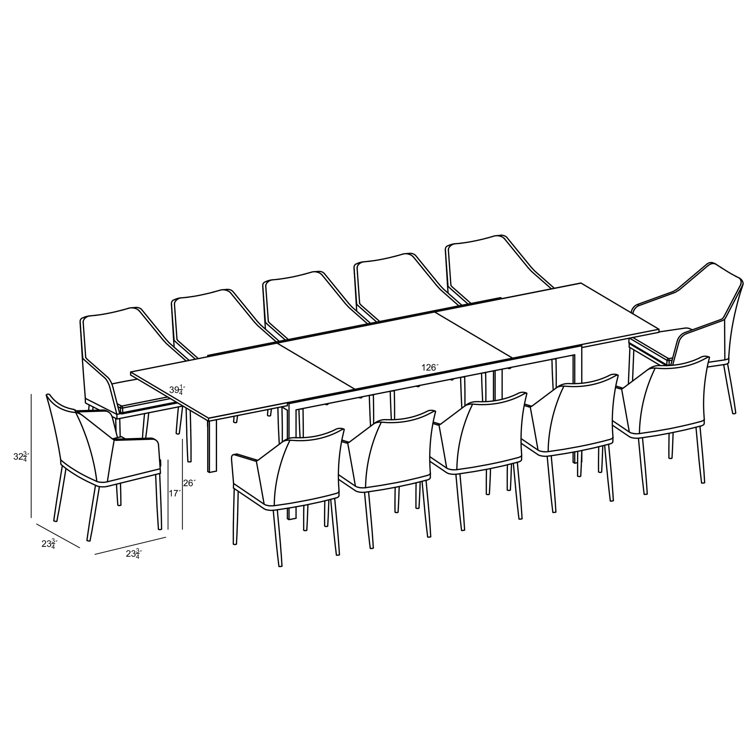 Slate and Concrete 13-Piece Extendable Outdoor Dining Set with Cushions