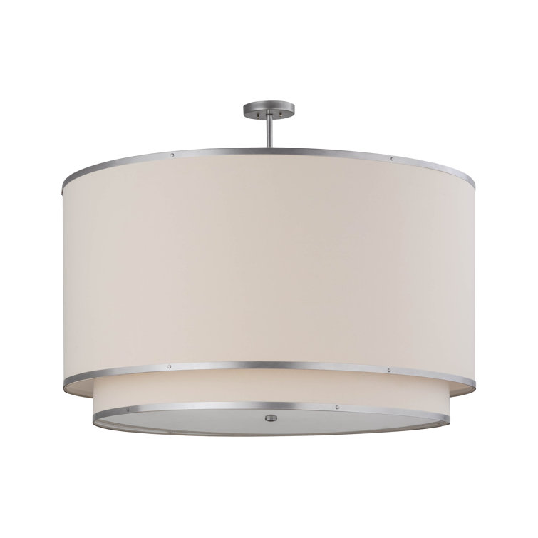 Natural Nickel Drum Pendant with Glass Diffuser
