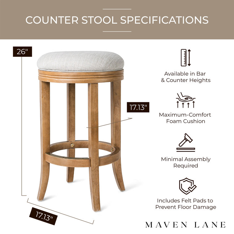 Eva Weathered Oak Round Backless Swivel Counter Stool