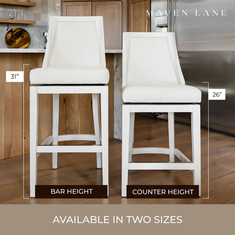 Vienna 26 Inch White Oak Swivel Counter Stool with Natural Upholstery