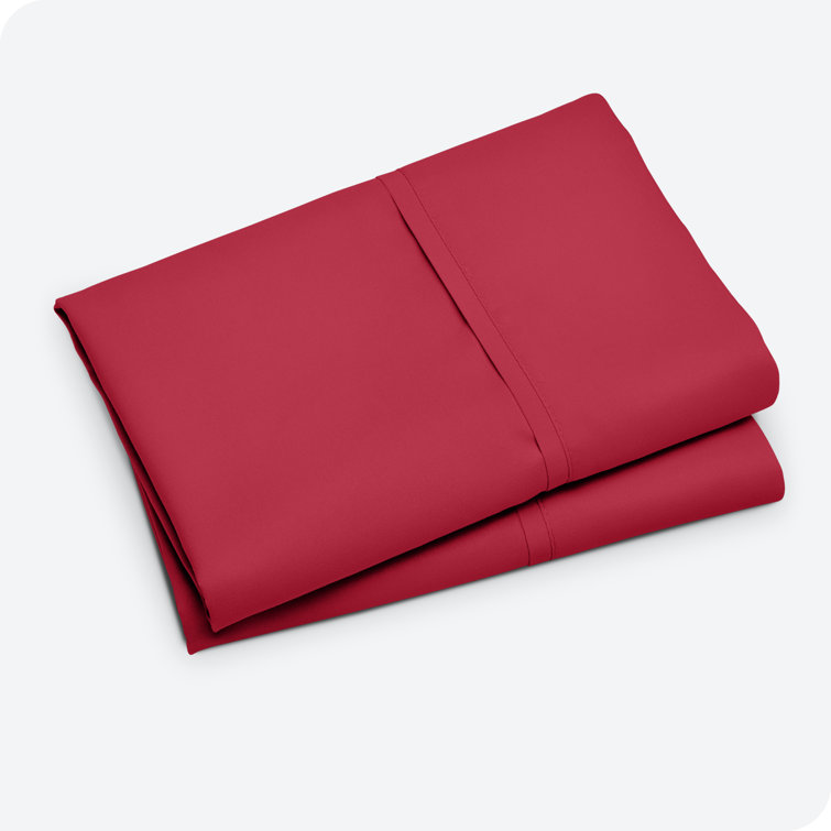 Red Cotton Hypoallergenic Embroidered Standard Pillowcase Set