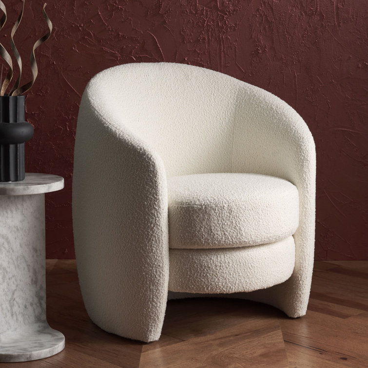 Danianna Beige Boucle Swivel Barrel Chair with Gold Base