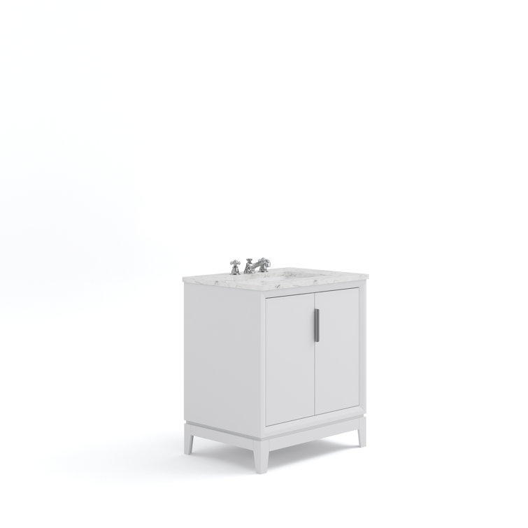 Elizabeth 30" Pure White Single Bathroom Vanity with Marble Top