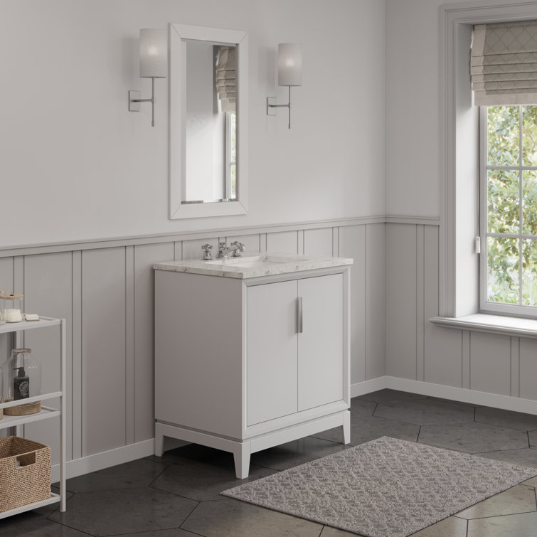 Elizabeth 30" Pure White Single Bathroom Vanity with Marble Top