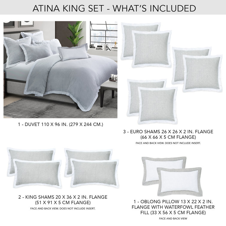 Gray King Size Linen Duvet Set for Adults
