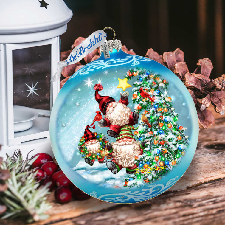 Hand-Blown Glass Christmas Ornament with Dwarfs and Tree
