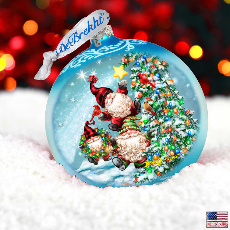 Hand-Blown Glass Christmas Ornament with Dwarfs and Tree