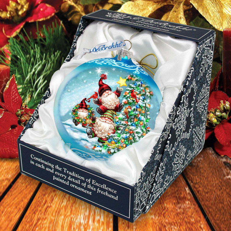 Hand-Blown Glass Christmas Ornament with Dwarfs and Tree