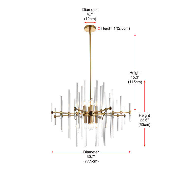 Gold Crystal Modern 8-Light Pendant with Iron and Glass
