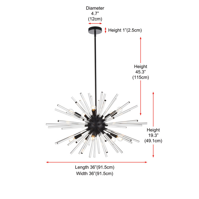 Sienna 42-Inch Black Crystal Rod Pendant Light