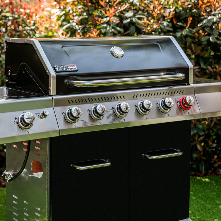 Royal Gourmet Black 6-Burner Propane Gas Grill with Side Burner