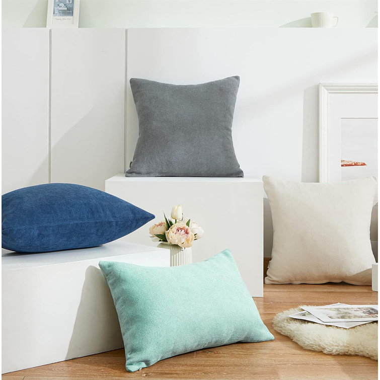 Gray Chenille 20" x 20" Square Pillow Covers Set of 2