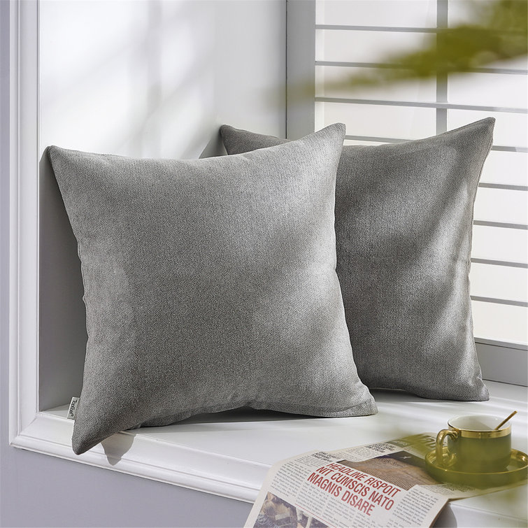 Gray Chenille 20" x 20" Square Pillow Covers Set of 2