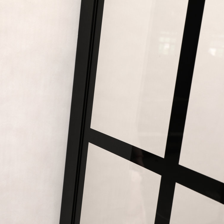34'' Matte Black Frameless Fixed Shower Door with Clear Glass