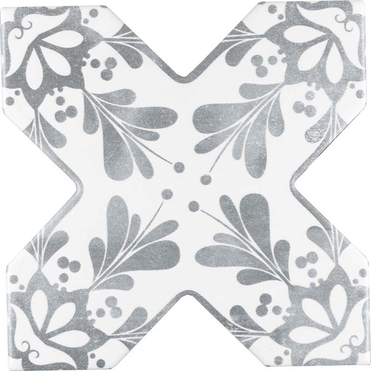Siena 5.35'' Light Gray Matte Ceramic Cross-Shaped Tile