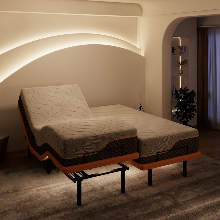 Split King Adjustable Bed with 14" Hybrid Mattress and Metal Frame